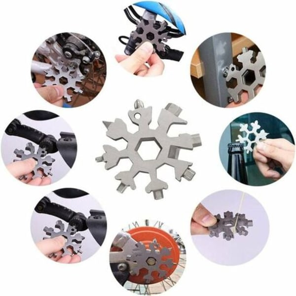 Snowflake Multi-Tool 18 i 1 bærbart rustfritt stål Allmektig verktøy for daglige reiser Camping Adventure Portable Multi-Fu