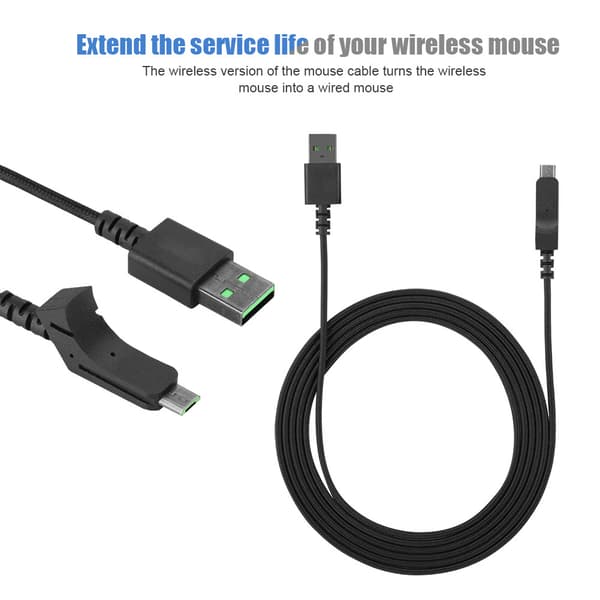 USB-kabel / USB-ledning Passer for Razer Lancehead Trådløs Gaming Mus Erstatning
