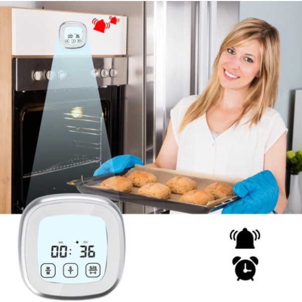 Madlavning Touch Screen-knap med timer digitalt elektronisk madtermometer
