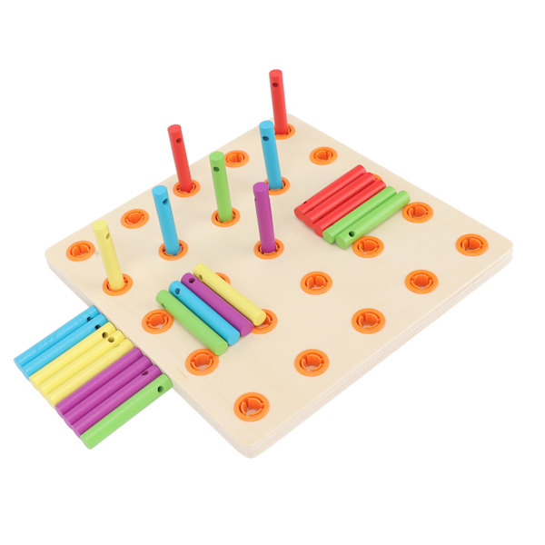 Træ Geoboard: Hånd-øje-koordination og sensorisk træning legetøj til børn 36+ måneder - Sikker træ matematisk array blok