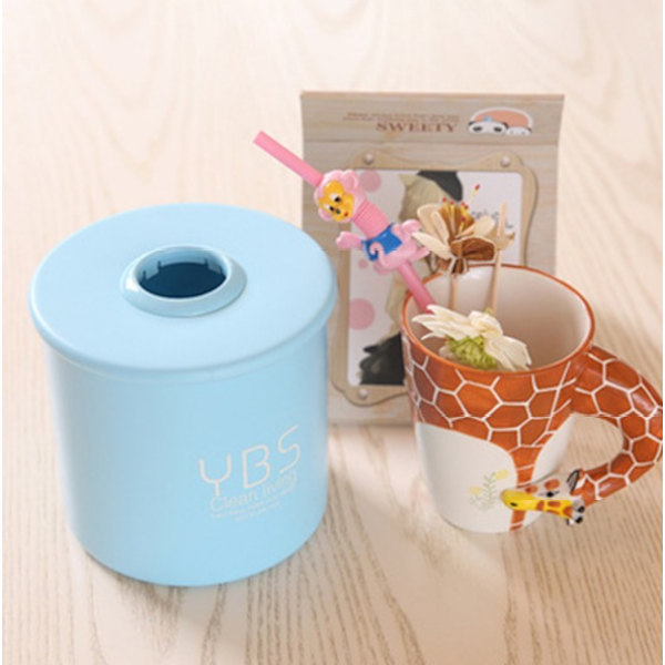 Cylinderrulle tissue box hem kreativ plast roll tissue box hem pumpande tissue box (cylindrisk blå (102)),