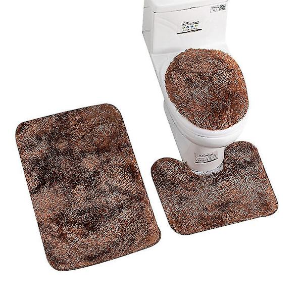 3stk Badeværelses toilettæppesæt, skridsikker bademåtte Coffee
