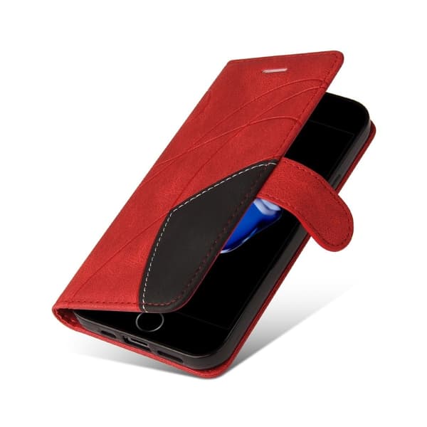 [HT]Texturerat läderfodral med rem för iPhone SE (2022) / iPhone SE 2020 / iPhone 7 - Röd Red red