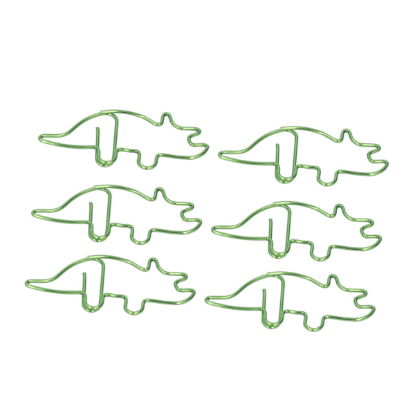 100 stk. Cyan Triceratops-formede papirclips - Metalclips til kontorbrug, perfekt til filorganisering