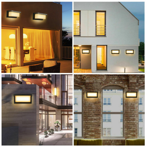 LED væglampe 18W LED sensor IP65 udendørs belysning med bevægelsessensor terrasser haver varm hvid - sort,