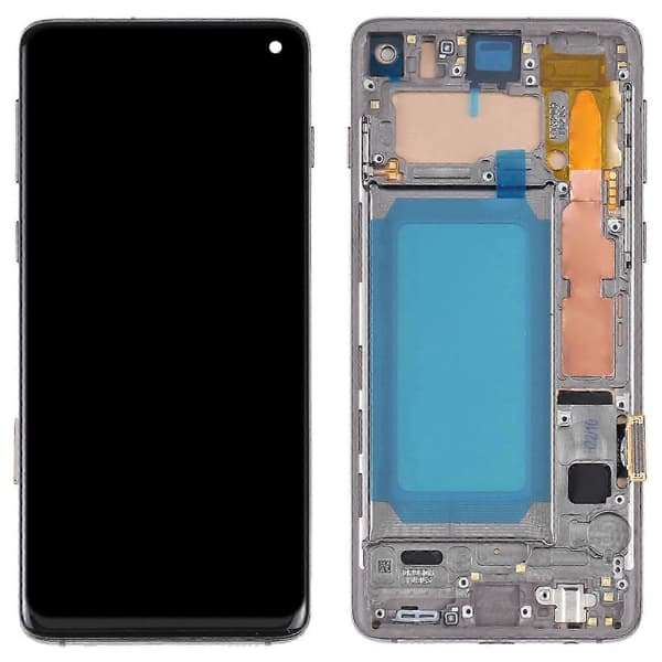 TFT LCD-skärm för Samsung Galaxy S10 SM-G973 Digitizer komplett enhet med ram, stöder inte fingeravtrycksidentifiering Black