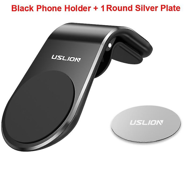 Uslion Easy Air Vent Mount Hållare Bil Universal Mobiltelefon Hållare Stöd Magnetisk Adsorption Biltelefon Monteringsställ för Iphone black