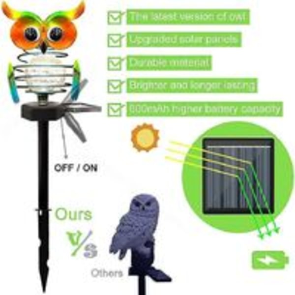 Udendørs Solar Garden Lights, Solar Owl Lights Vandtæt indretning, Solar Garden Lights