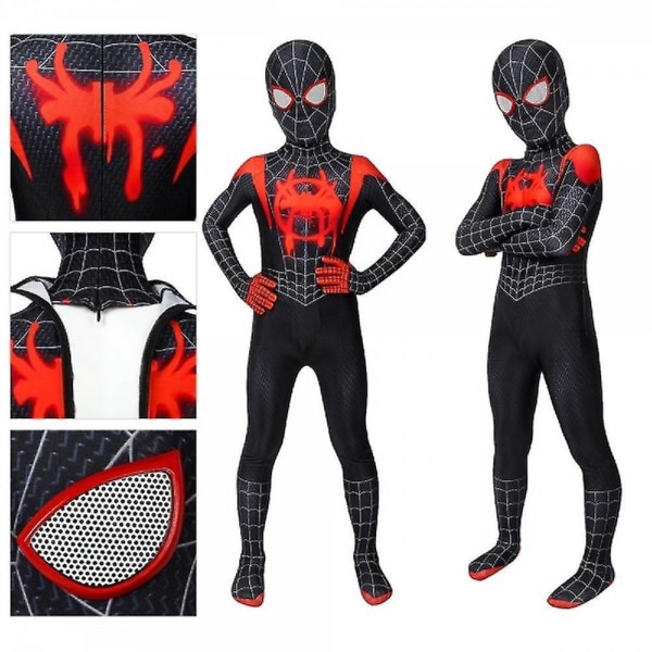 Barnkostym Spiderman Jumpsuit Halloween Cosplay Set 130cm