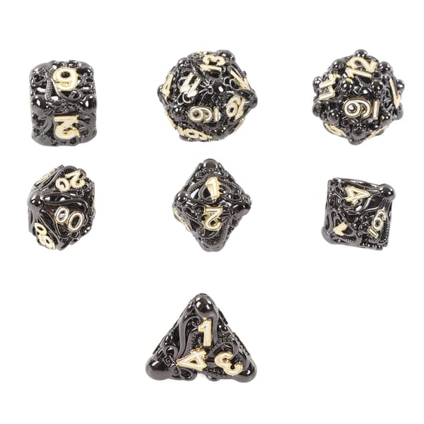 7st Tärningsset i Zinklegering Olika Former Polyedriska Metaltärningar för Rollspel Brädspel
