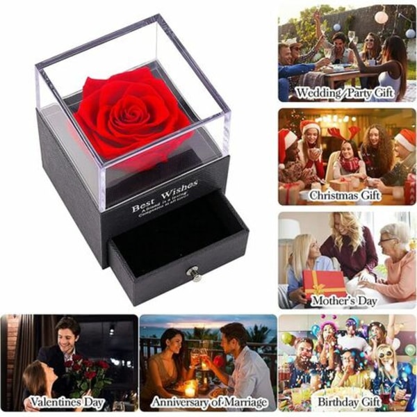 Jubileumspresent till mamma, Eternal Rose Box, Presentbox med konserverade blomgåvor till frun, mormor, alla hjärtans dag/Anni