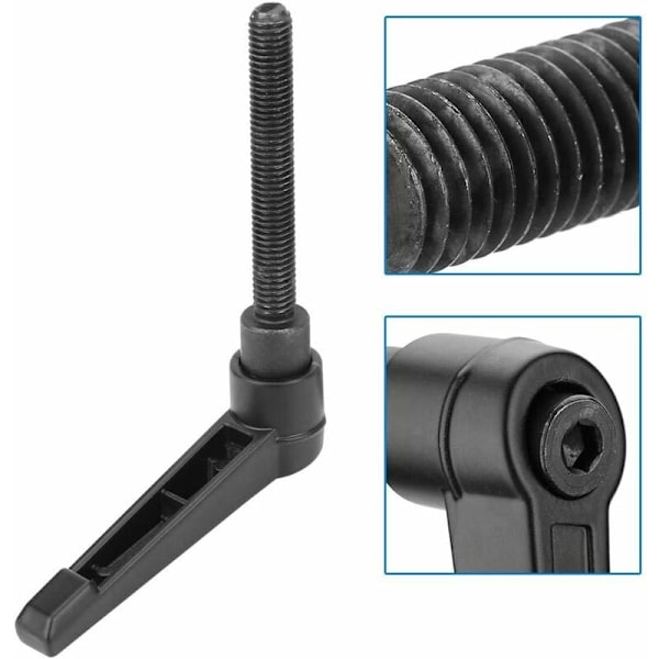 4kpl kiinnitysvivun kahva, säädettävä M8 ruostumaton teräs uroskierrekahva konekahvat, musta (40mm)