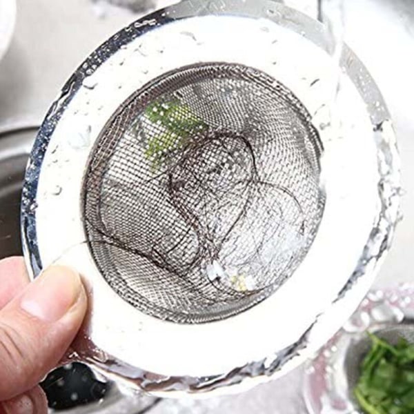 2 stk liten netting i rustfritt stål kjøkkenvask sil Anti søppel hår tilstopping filter Slitesterk