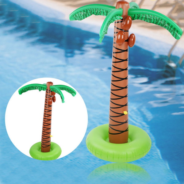 Oppustelig kokostræ legemåtte til udendørs svømmende børn, der leger med vand