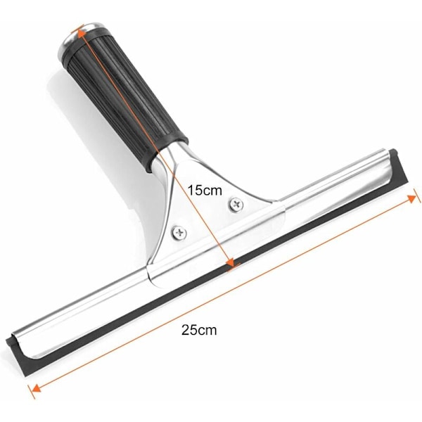 25 cm svart rustfritt stål glassskrape rengjøring skjønnhetssømmespatel bilvisker med 25 cm blad Egnet for utendørs, ca.