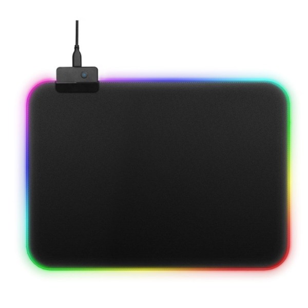 RGB lysende musematte med gummilåsekant (liten 350*250*3 to stykker)