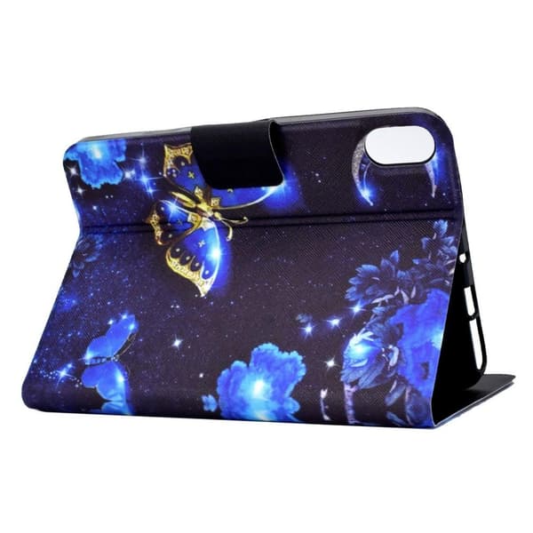 [HT]Apple iPad 10.9 2022 Foldbart Etui Kortholder - Blå Sommerfugl Blue blue