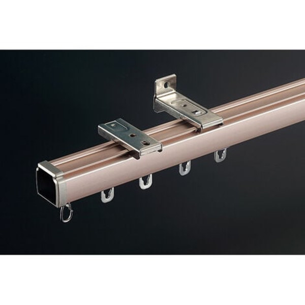 Fortykket gardinstang, lydløs aluminiumslegering, dobbeltsporet gardinspor (rosa gull)
