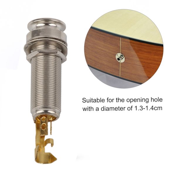 Koppar Stereo End Pin Jack Socket Elektrisk Guitar Ukulele Pickup Sølv Guld