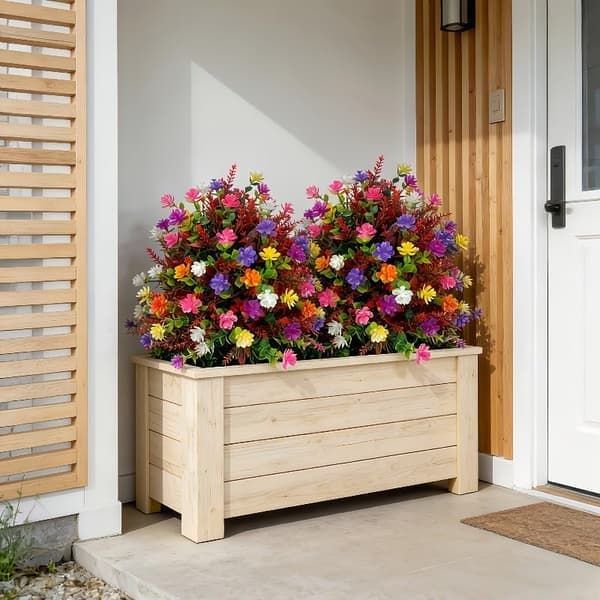 Kunstige udendørsblomster – UV-bestandig plastbuket med vilde blomster til have og mindested