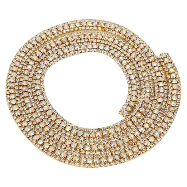 Glitter Kristall Strass Band Rulle Guld Dekoration