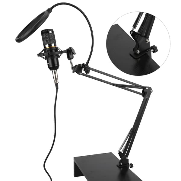 BM800 USB kondensatormikrofonsæt med fleksibel arm til PC bærbar computer sort