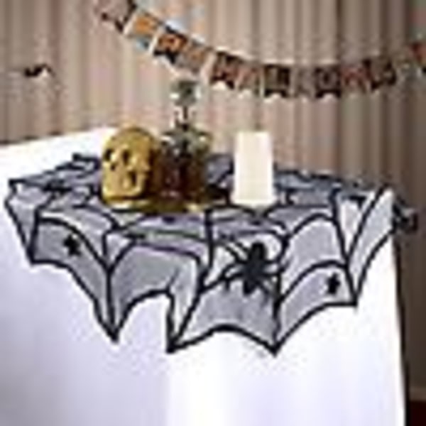 Halloween Pöytäliina Musta Hämähäkkiverkko Pöytäliina Halloween Pitsi Pyöreä Pöytäliina 102cm