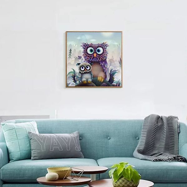 5d diamond painting , 5d set, pöllöperhe, tee se itse, tekojalokivikirjonta, ristipisto, kodin askartelu, seinäkoristelu, 30 x 30 cm