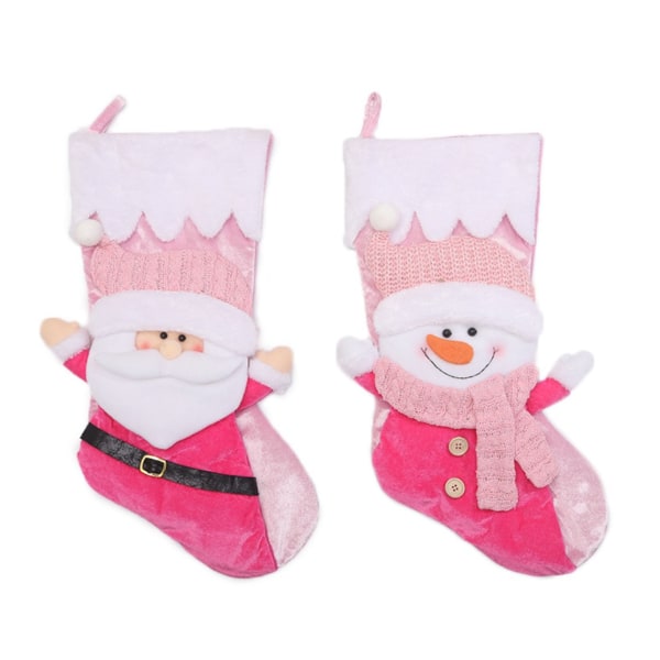 Julepynt Old Man Snowman Doll Raising Hand Julesokker (Pink Old Man Model + Pink Snowman Model),