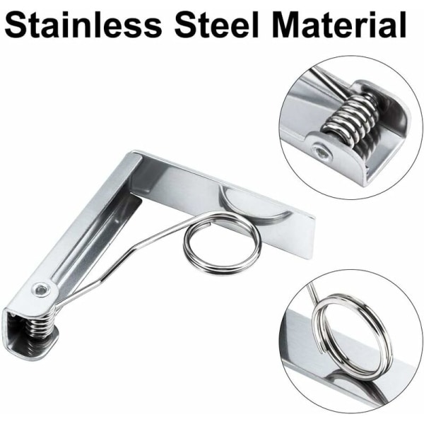 Holdbar sølv dug i rustfrit stål fjederclips til dug bordtykkelse mindre end 2,4" 4 pakke，