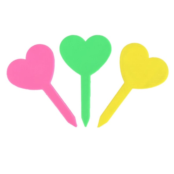Förtjockad trädgårdsetikett sätter in hjärtformad plastblomma märkeskort hållbar kvalitetsetikett blomkruka infogningskort gul 5 + grön 5),