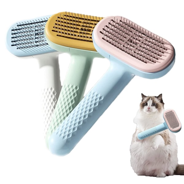Cat Grooming Brush - Cat Hair Brush Cat Grooming, Långt eller kort hår Hundborste, Innekattborste, Självrengörande kattkam