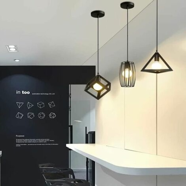Lysekrone anheng lampe industriell geometrisk design metall lampeskjerm 3 lampe E27 for kjøkken stue spisestue bedro