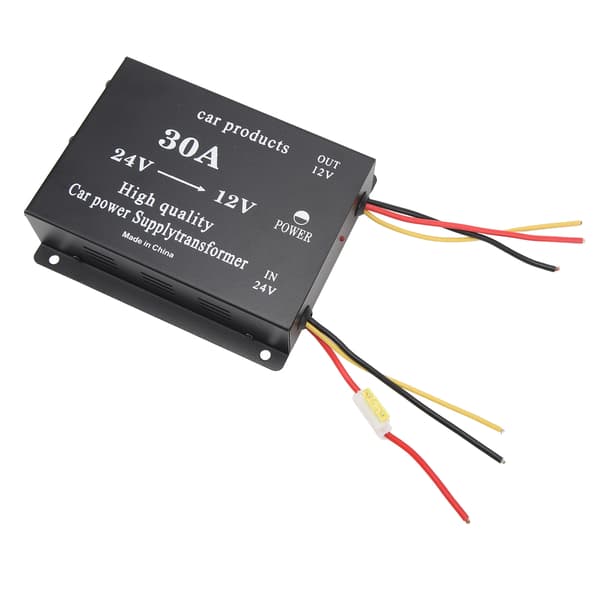 Bilstrom 30A 24V til 12V DC Konverter Sort 300A Strømadapter til Køretøjskøleskab DVD VCD CD