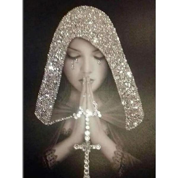 Gør det selv 5D diamantmalerisæt, 5D DIY diamantmalerimønster: Praying Beauty Figur, Art Craft Wall Decor - 30*40cm,