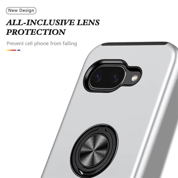 Til Pixel 10a Cover Hybrid cover med Finger Ring - Sølv Silver silver
