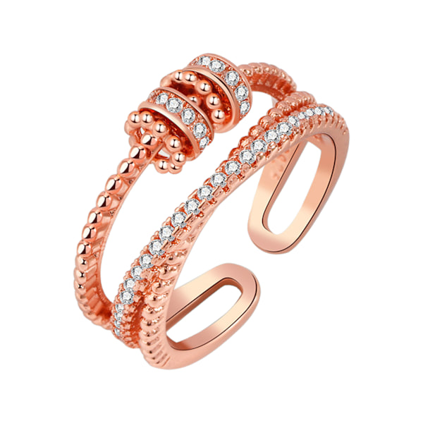 Stilfuld dobbeltlags legering åben ring med dekorative detaljer - Perfekt smykkegave Rose Gold