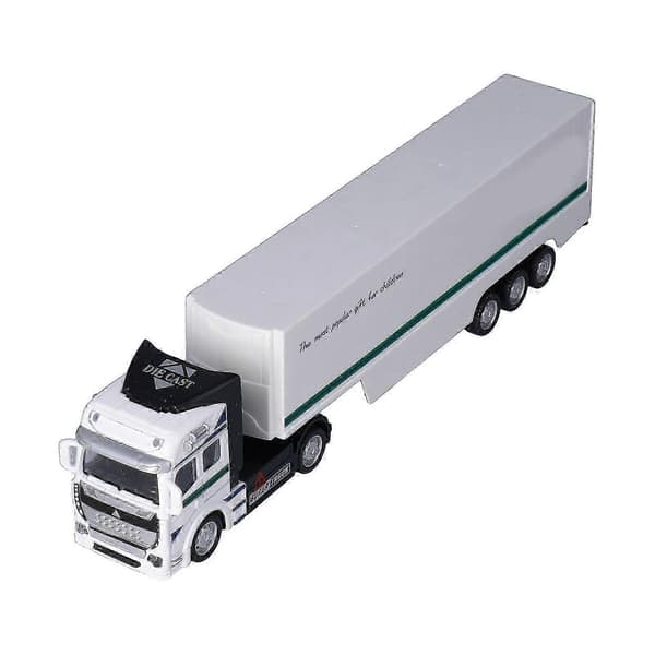 1:48 Semi Pull Back Container Legeringsmodell Transportbil Leketøy for 3 år (Hvit lastebil med skap)
