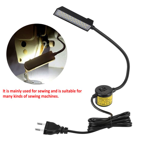 30 LED Symaskinlys med Magnetisk Base Bryter EU Plugg 110-240V