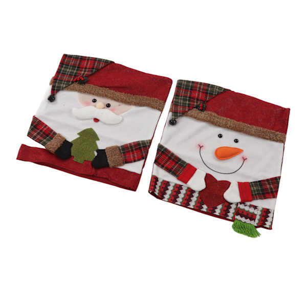 2 st julstolar ryggöverdrag set med gammal man och snögubbe tema - dekorativa non-woven tyger för semester middag stol dekor