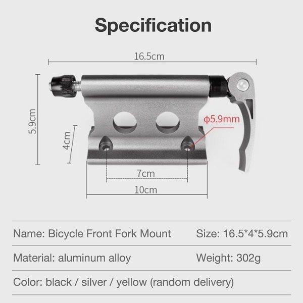 Biltak Cykelhållare Pikalukitus Gaffel-asennus Monteringshållare Yellow-1PC