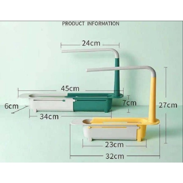 Teleskopisk diskställ Teleskopavlopp Utdragbart diskställ Hem Kök Svampställ 23,5~40cm Justerbar avloppskorg