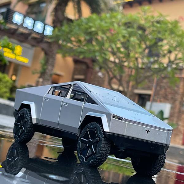 1/24 Tesla Cybertruck Pickup Legering Bilmodell Formgjuten metallleksak Terrängfordon Lastbilsmodell Simulering Ljud Ljus Barnleksakspresent Green