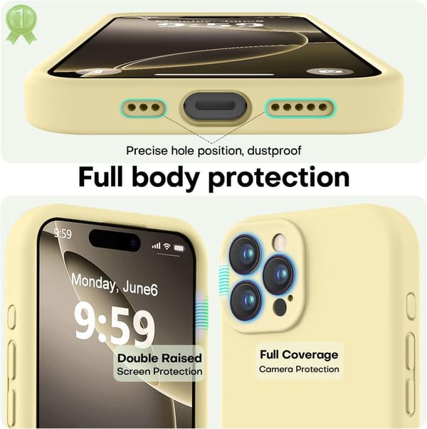 Premium silikondeksel iPhone 16 Pro 6,3\" – lett, holdbart og stilfullt i gul