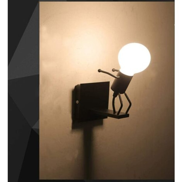 Robot væglampe, kreativ lille Iron Man væglampe, retro tegneserie væglamper, til bar soveværelse køkken Restaurant Cafe Cor