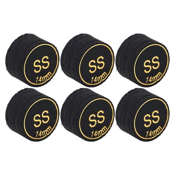 6 stk. Pool Cue Tips Profesjonell Multi Layers Biljard Pool Cue Tips Erstatning for Pool Cue og Snooker 14mm SS