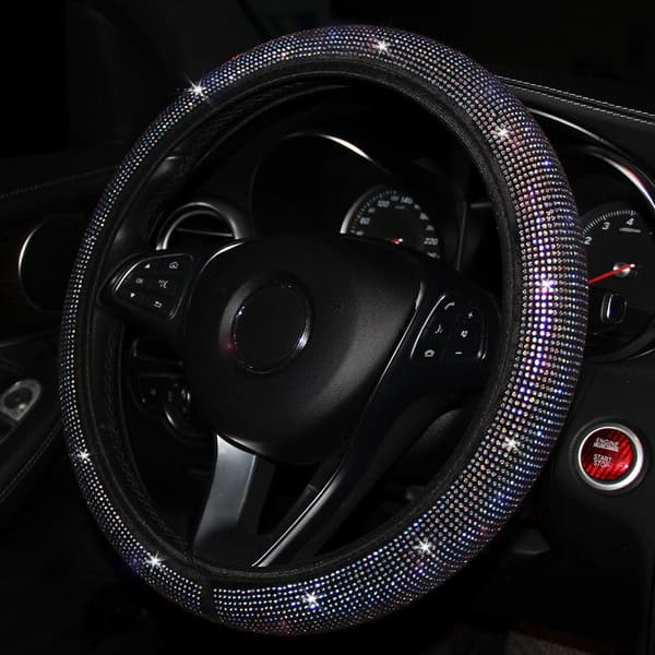 Elastiskt Kristall Diamant Rattöverdrag Halkfritt Grepp Universal Passform 37 till 38 cm