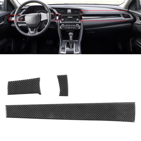 3 st Kolfiber Dashboard Dekaler Passar Honda Civic 2016 2019