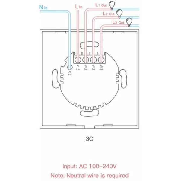 Sonoff T2 US 3C med smart wall touch switch i smart home stemmestyring
