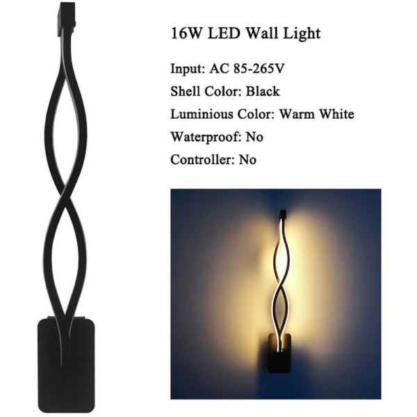 Wave Vegglampe 16W Moderne Minimalistisk LED-taklys Innendørs Vegg Soverom Soverom Gul
